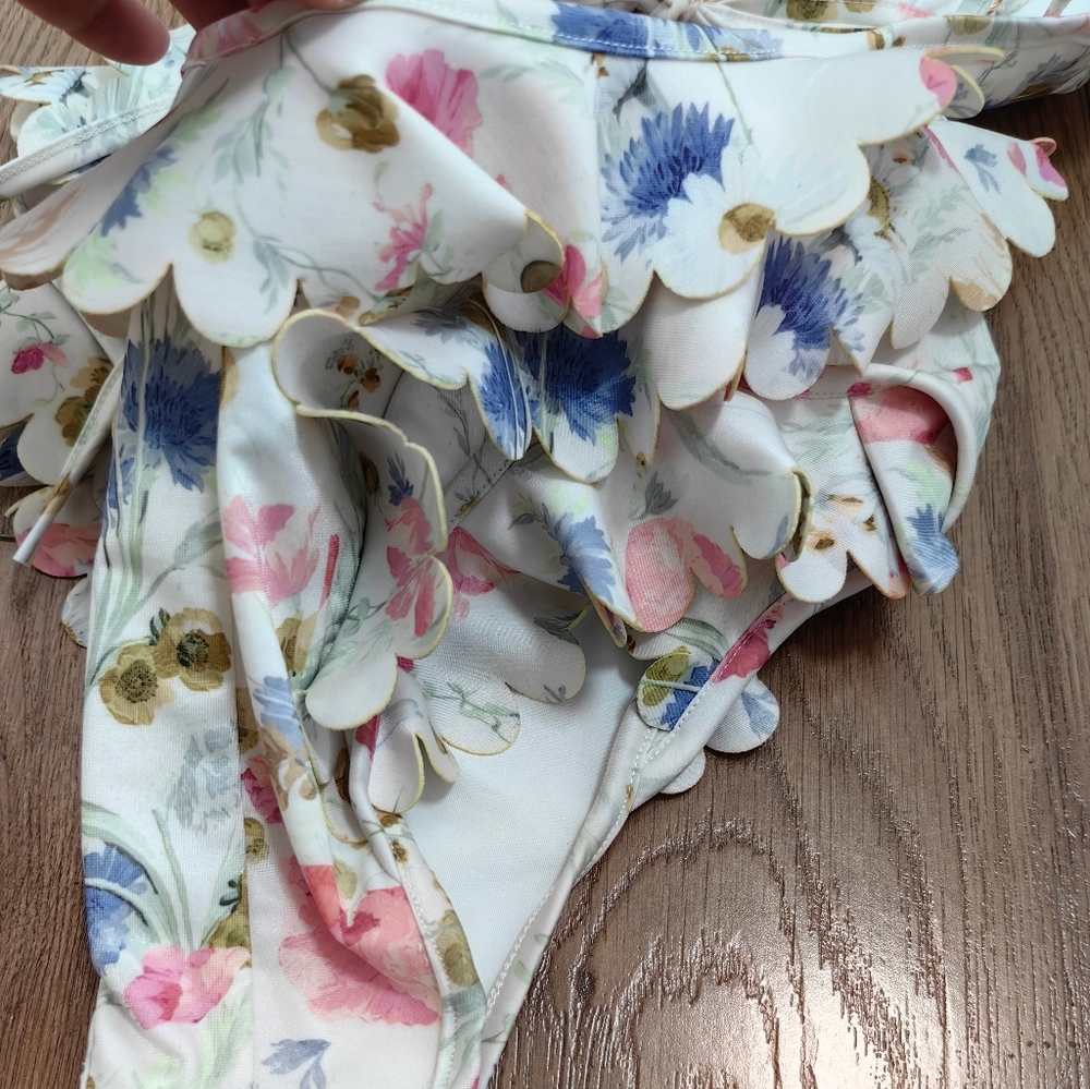 Zimmermann Lucky Waterfall Frill One Piece Swimsuit in Cream Bouquet Floral - Picture 8 of 8